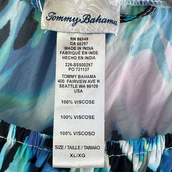 Tommy Bahama Womens XL Blue Green A Line Crinkled Dress Flowy Lightweight - Picture 5 of 11